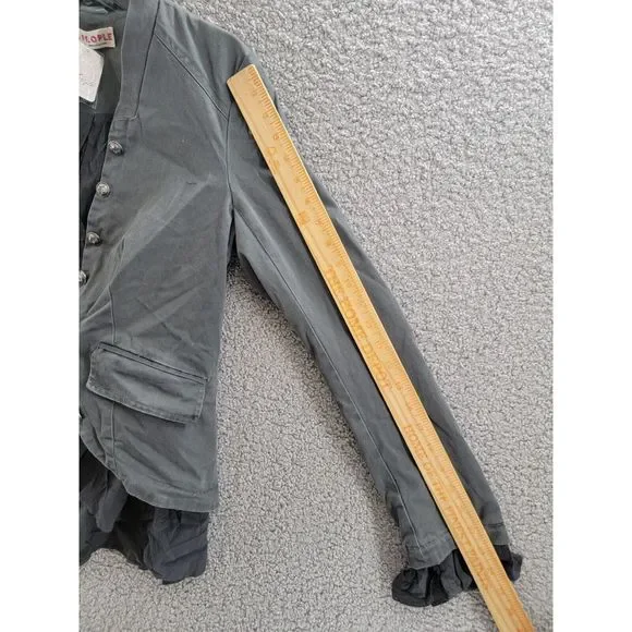 Free People Ruffles Romance Jacket Women's S Washed Black Flap Pockets Open L/S+ - Picture 4 of 15